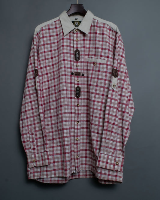 Vintage Red Lattice Design Tyrolean Shirt