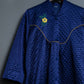 Glossy Deep Blue Quilted Long Tops