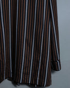 Multicolor Collar Velour Stripe Jacket Shirt