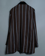 Multicolor Collar Velour Stripe Jacket Shirt