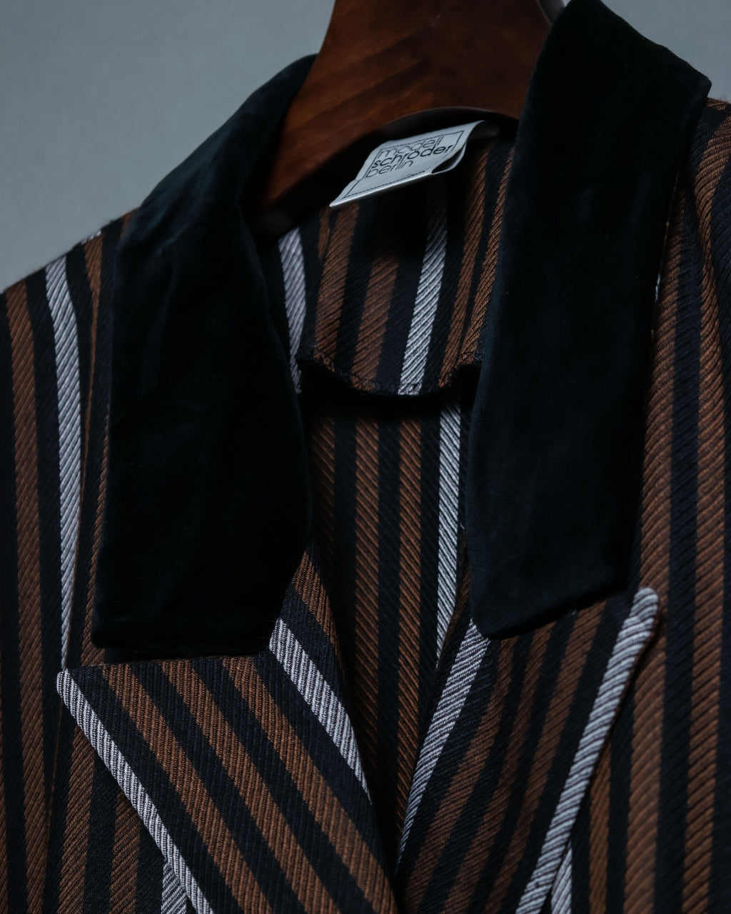 Multicolor Collar Velour Stripe Jacket Shirt