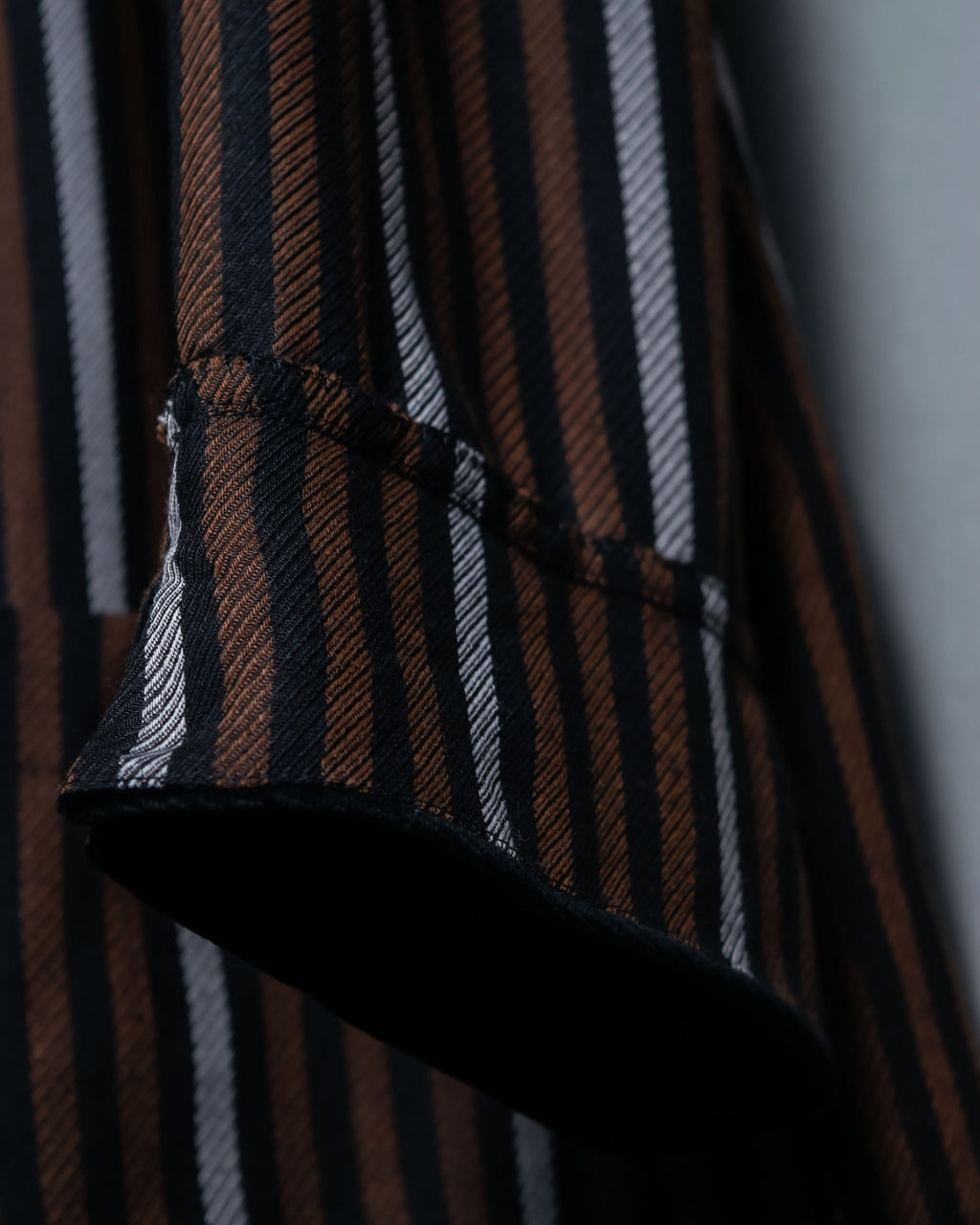 Multicolor Collar Velour Stripe Jacket Shirt