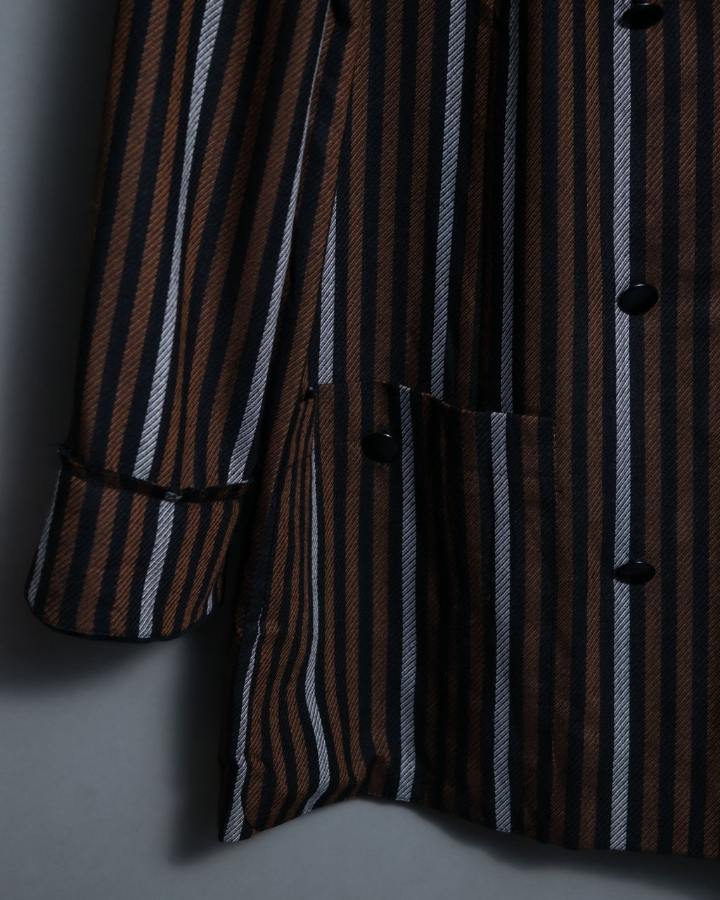 Multicolor Collar Velour Stripe Jacket Shirt