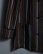 Multicolor Collar Velour Stripe Jacket Shirt