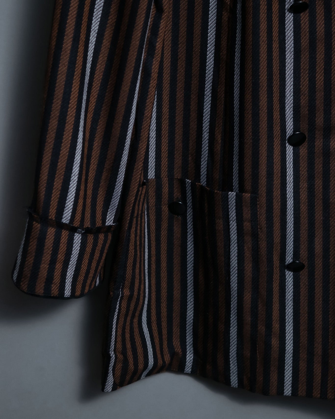 Multicolor Collar Velour Stripe Jacket Shirt