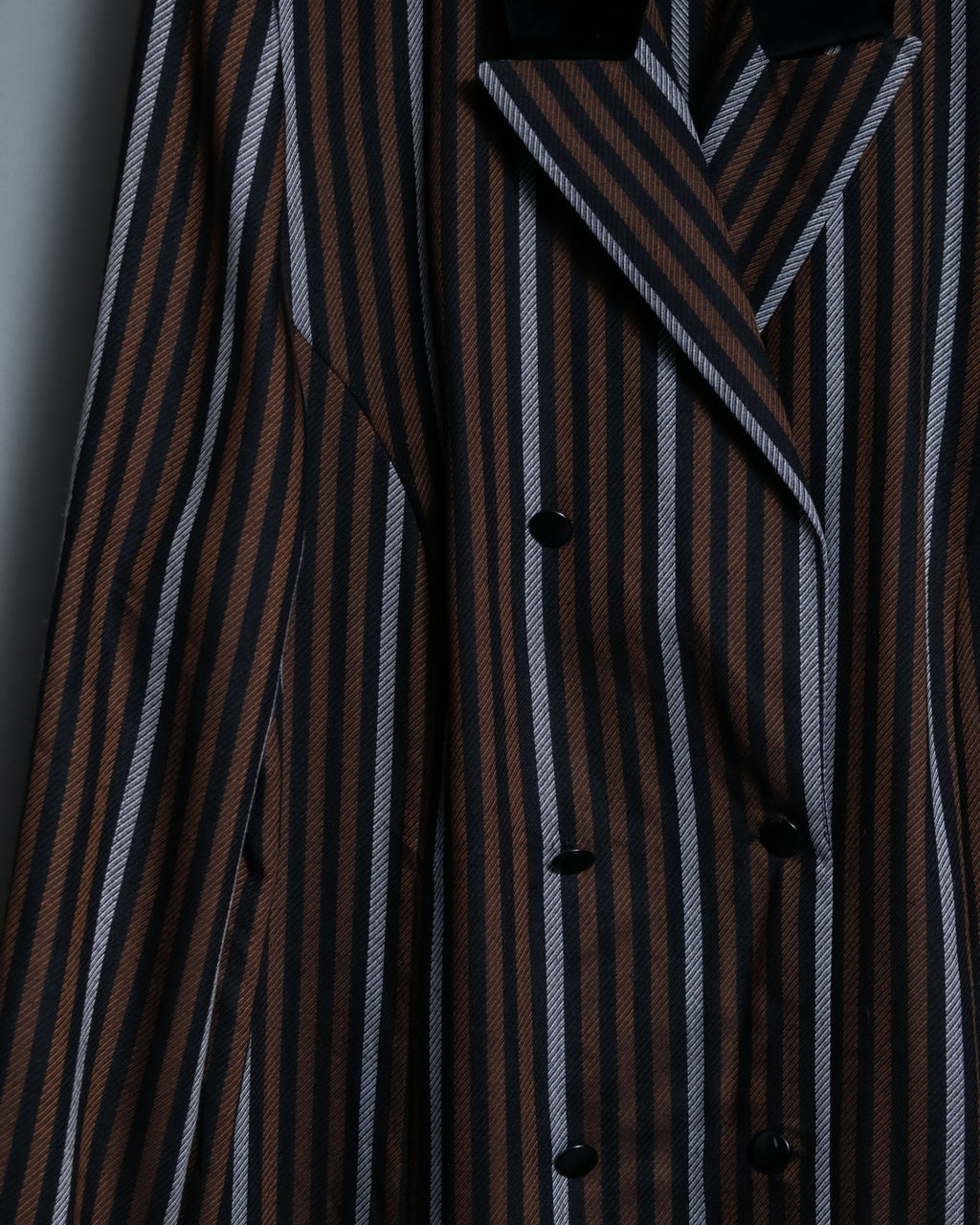 Multicolor Collar Velour Stripe Jacket Shirt