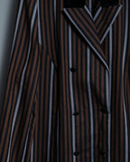 Multicolor Collar Velour Stripe Jacket Shirt