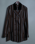 Multicolor Collar Velour Stripe Jacket Shirt