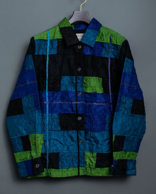 Patchwork blue green jacket