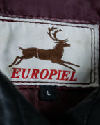 "MOOD SPECIAL" Stand Collar Black Line Jagged Leather Jacket