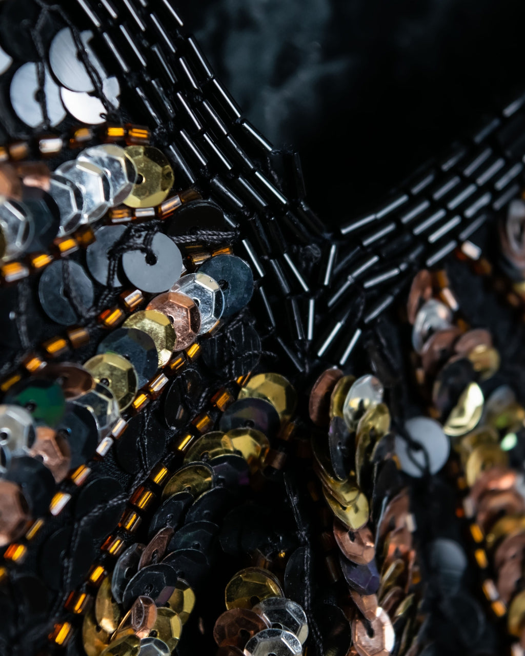 Black Sequin Short Sleeve Top