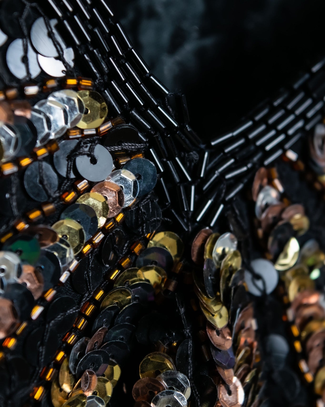 Black Sequin Short Sleeve Top