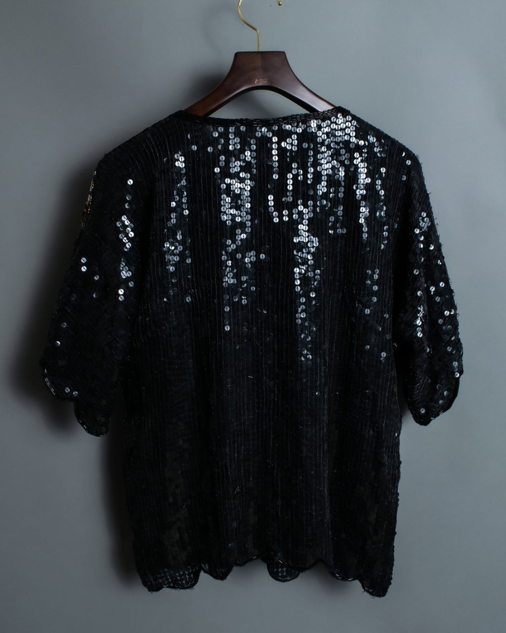 Black Sequin Short Sleeve Top
