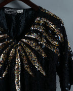 Black Sequin Short Sleeve Top