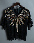 Black Sequin Short Sleeve Top