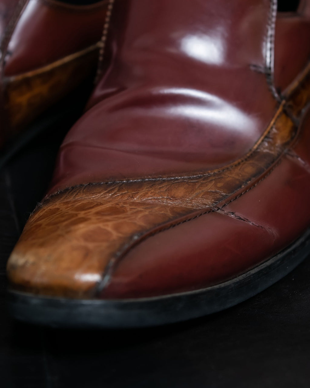 Crocodile Leather Switching Beautiful Shoes