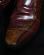 Crocodile Leather Switching Beautiful Shoes