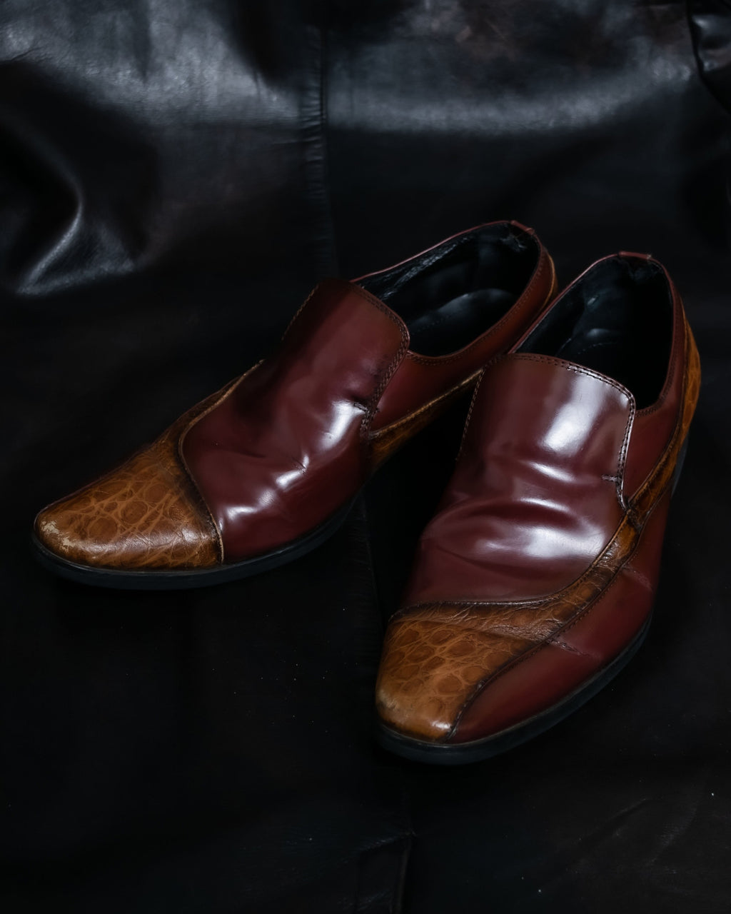 Crocodile Leather Switching Beautiful Shoes