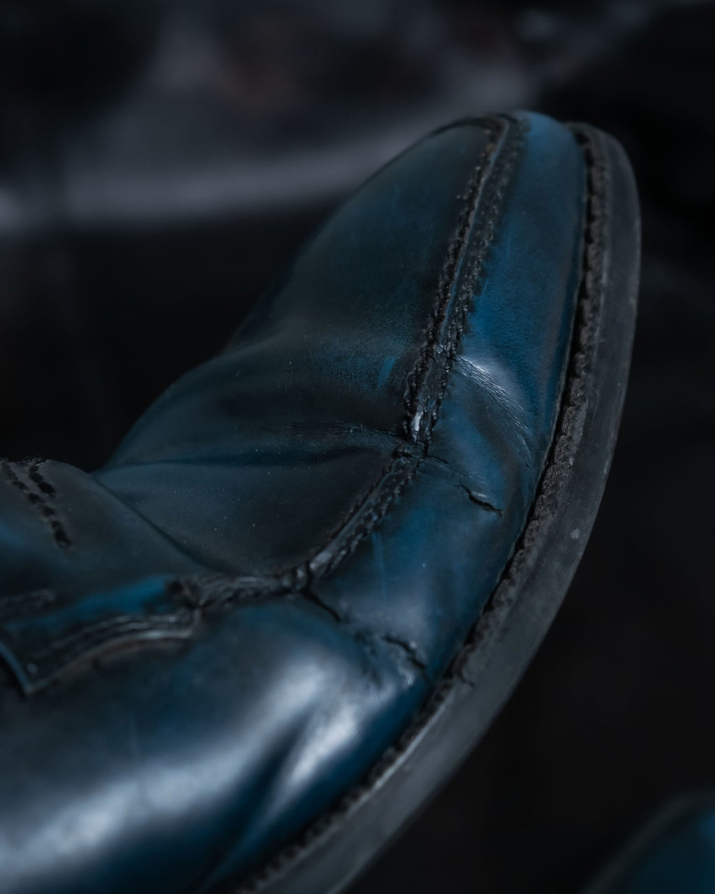 Natural Dull Deep Blue Leather Shoes