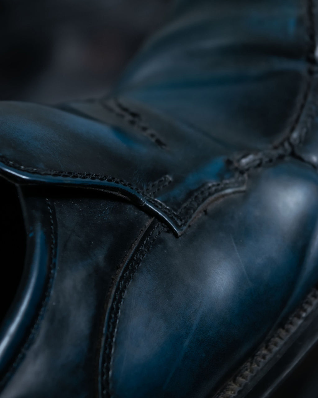 Natural Dull Deep Blue Leather Shoes