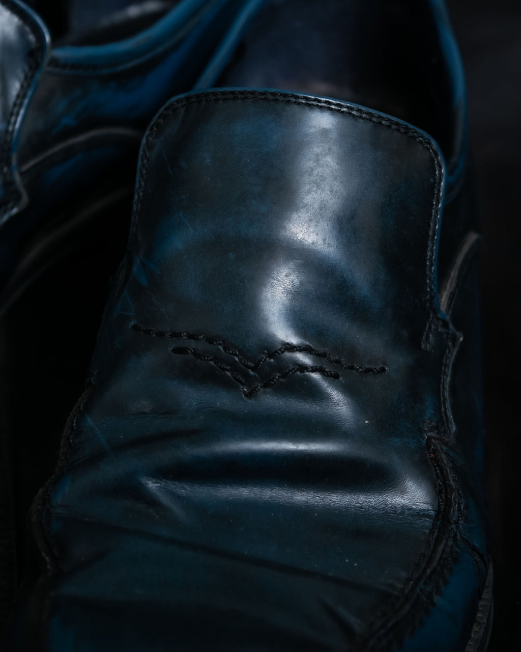 Natural Dull Deep Blue Leather Shoes