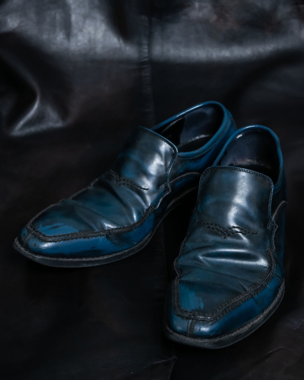Natural Dull Deep Blue Leather Shoes