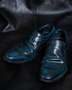 Natural Dull Deep Blue Leather Shoes
