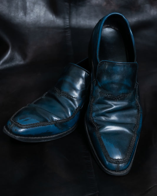 Natural Dull Deep Blue Leather Shoes