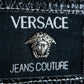 "VERSACE" Leather Patch Beautiful Silhouette Pants