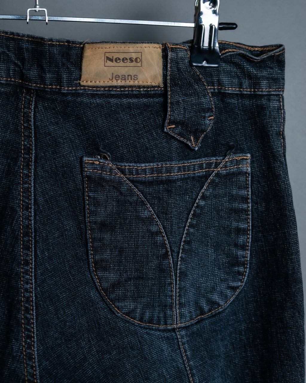 70s Dark Blue Special Design Flare Denim