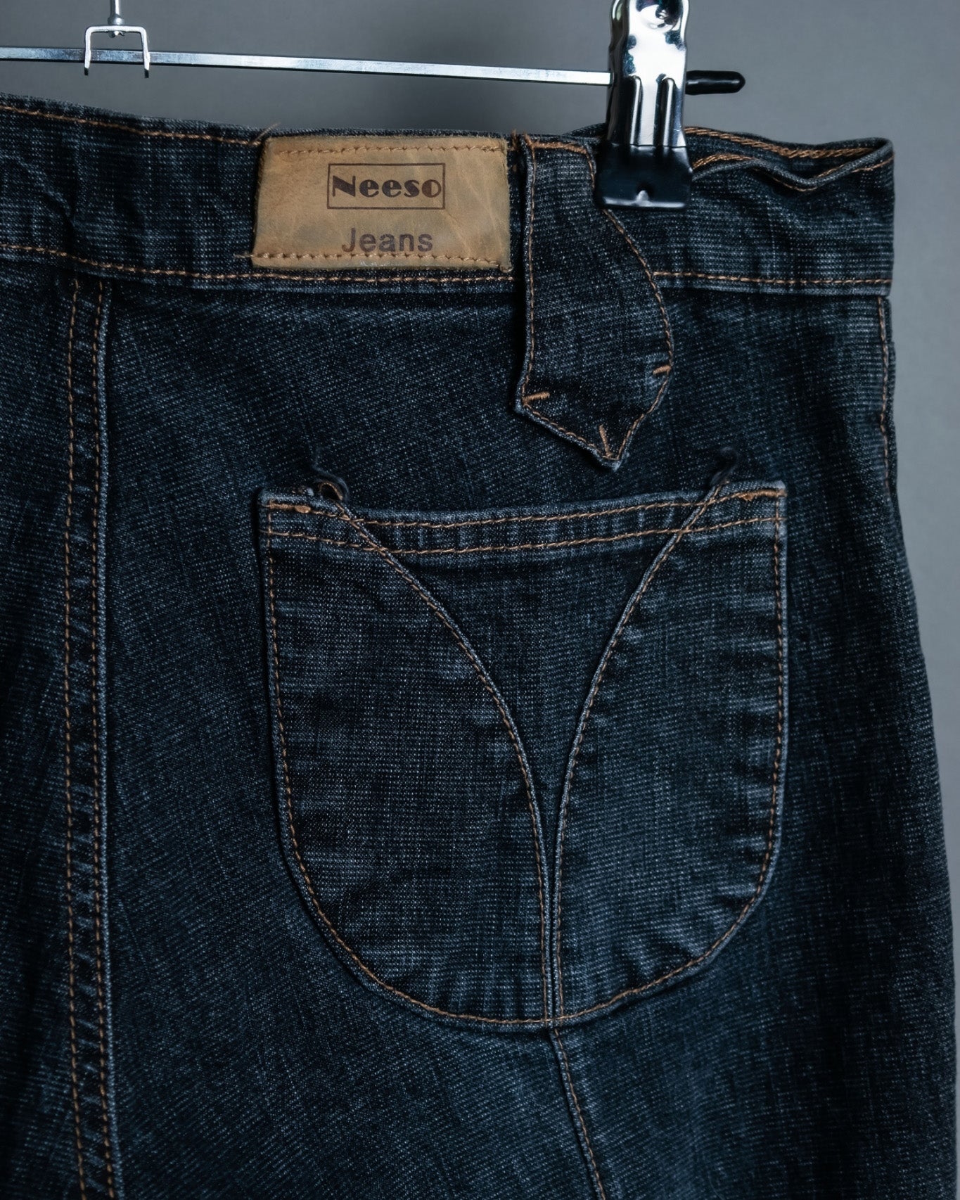 70s Dark Blue Special Design Flare Denim