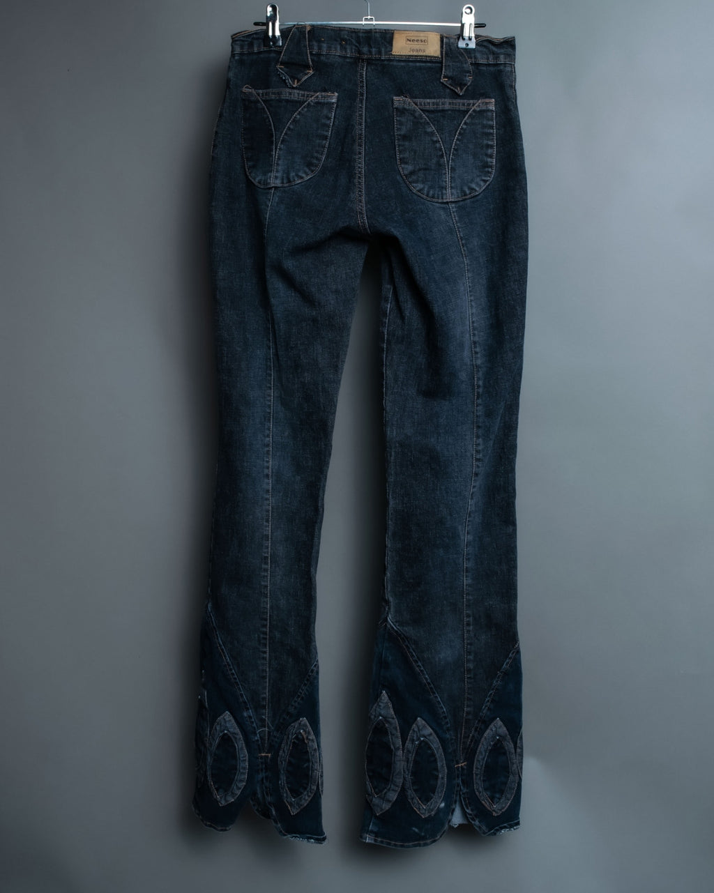 70s Dark Blue Special Design Flare Denim