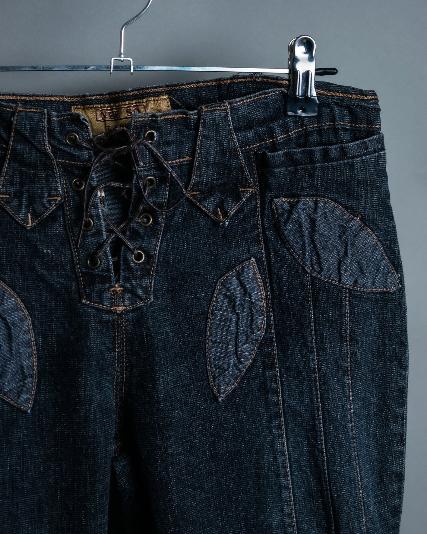 70s Dark Blue Special Design Flare Denim