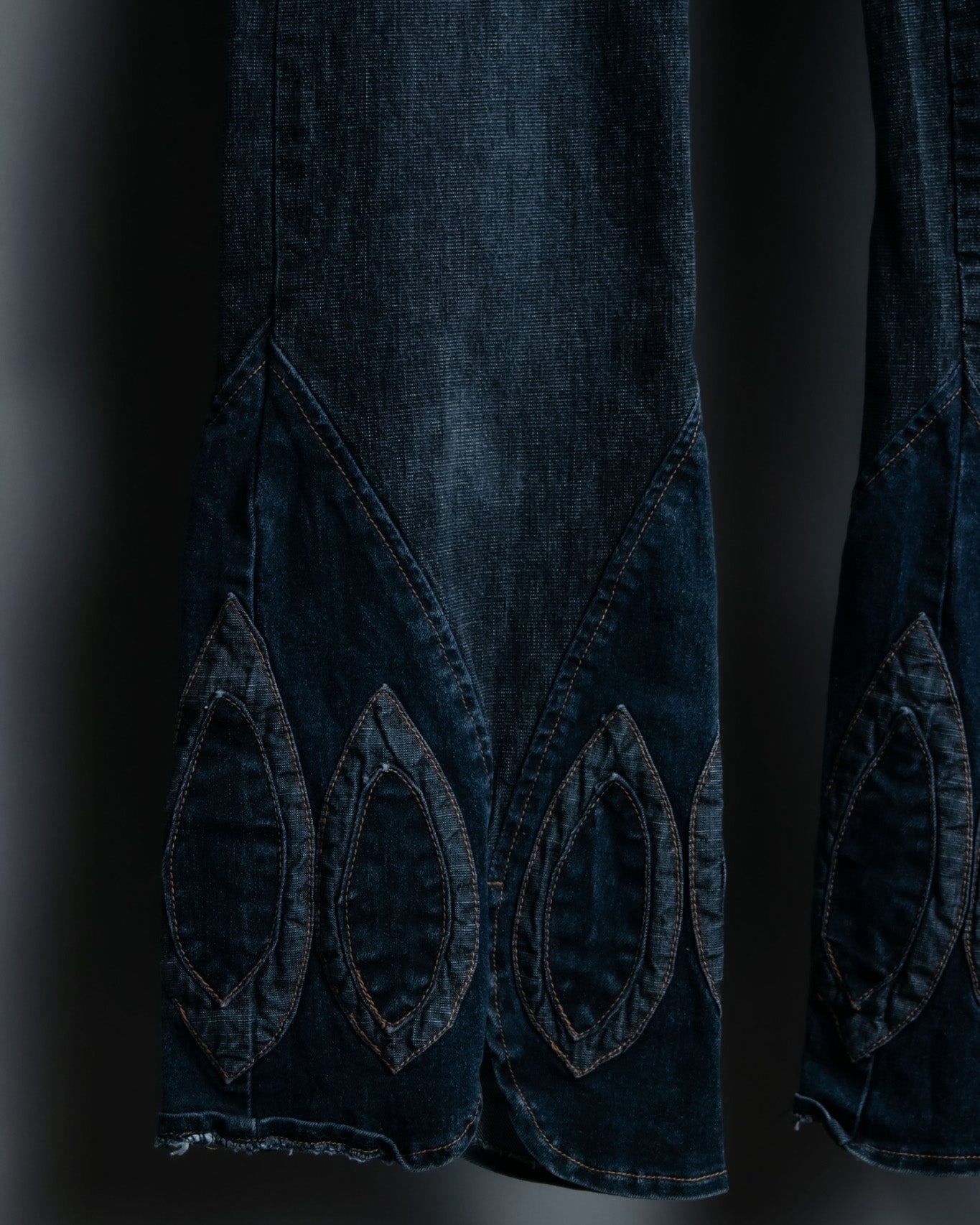 70s Dark Blue Special Design Flare Denim