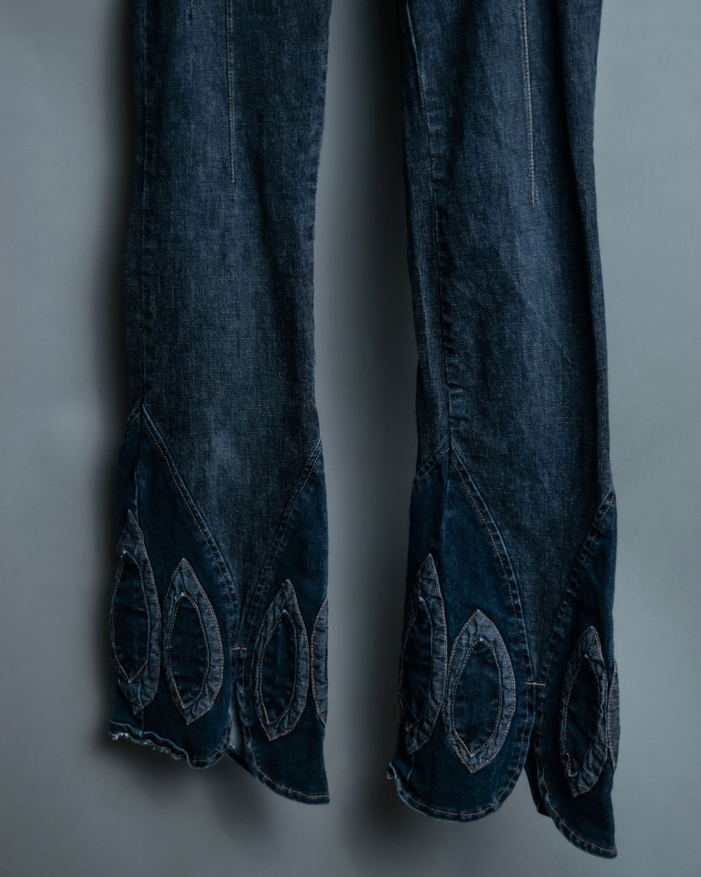 70s Dark Blue Special Design Flare Denim