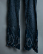 70s Dark Blue Special Design Flare Denim