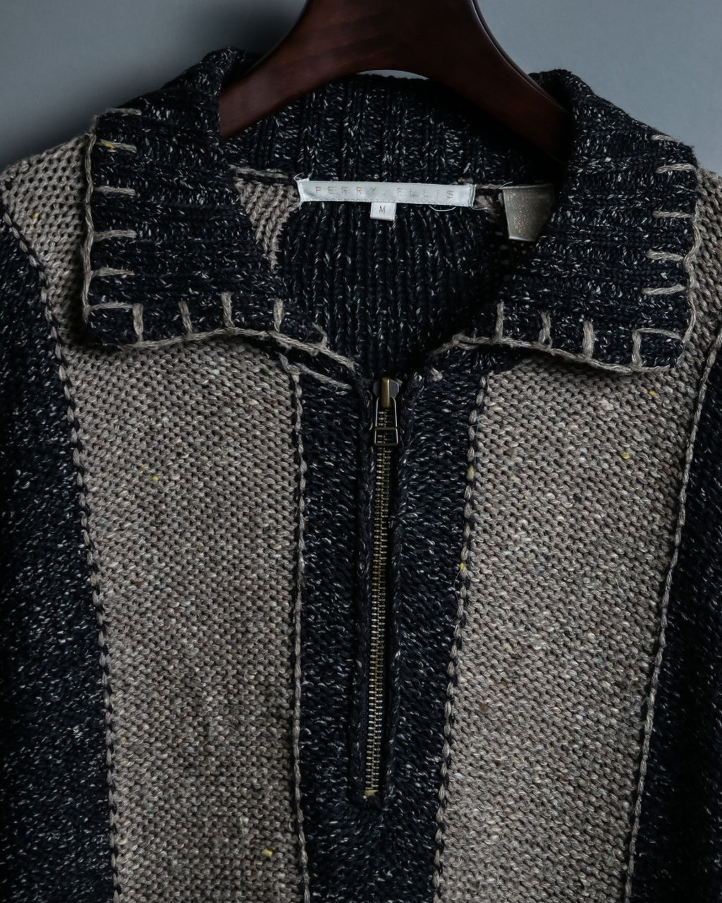 Luxury Fabric Bicolor Zip-up Knit