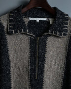 Luxury Fabric Bicolor Zip-up Knit