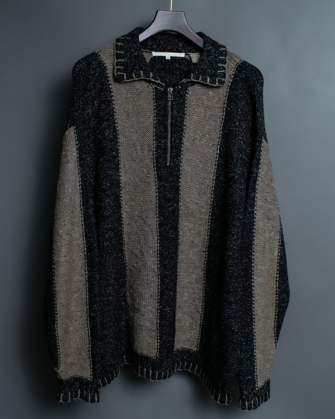 Luxury Fabric Bicolor Zip-up Knit