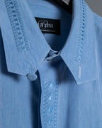 Triangle Collar Embossed Summer Long Shirt
