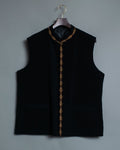 Embroidered Black Mao Vest