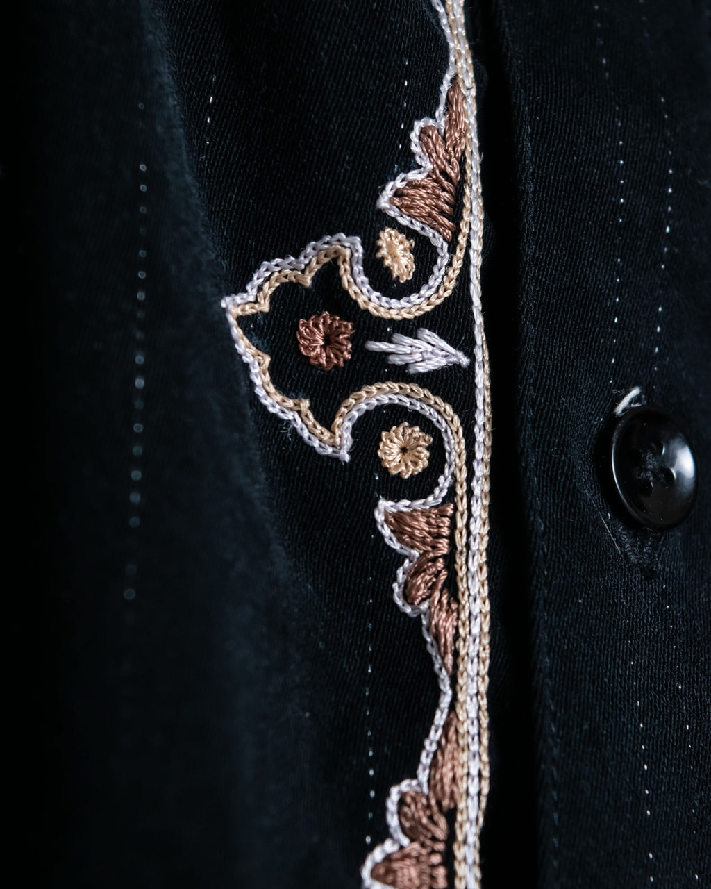 Glossy Striped Fabric Embroidery Unisex Dress Shirt