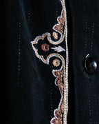 Glossy Striped Fabric Embroidery Unisex Dress Shirt