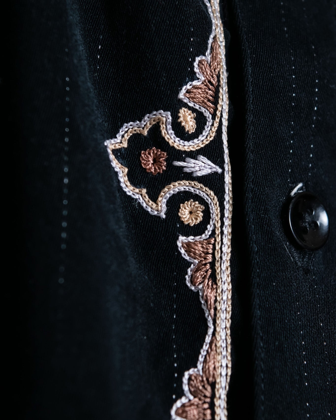 Glossy Striped Fabric Embroidery Unisex Dress Shirt