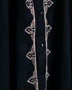 Glossy Striped Fabric Embroidery Unisex Dress Shirt