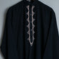 Glossy Striped Fabric Embroidery Unisex Dress Shirt