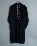 Glossy Striped Fabric Embroidery Unisex Dress Shirt