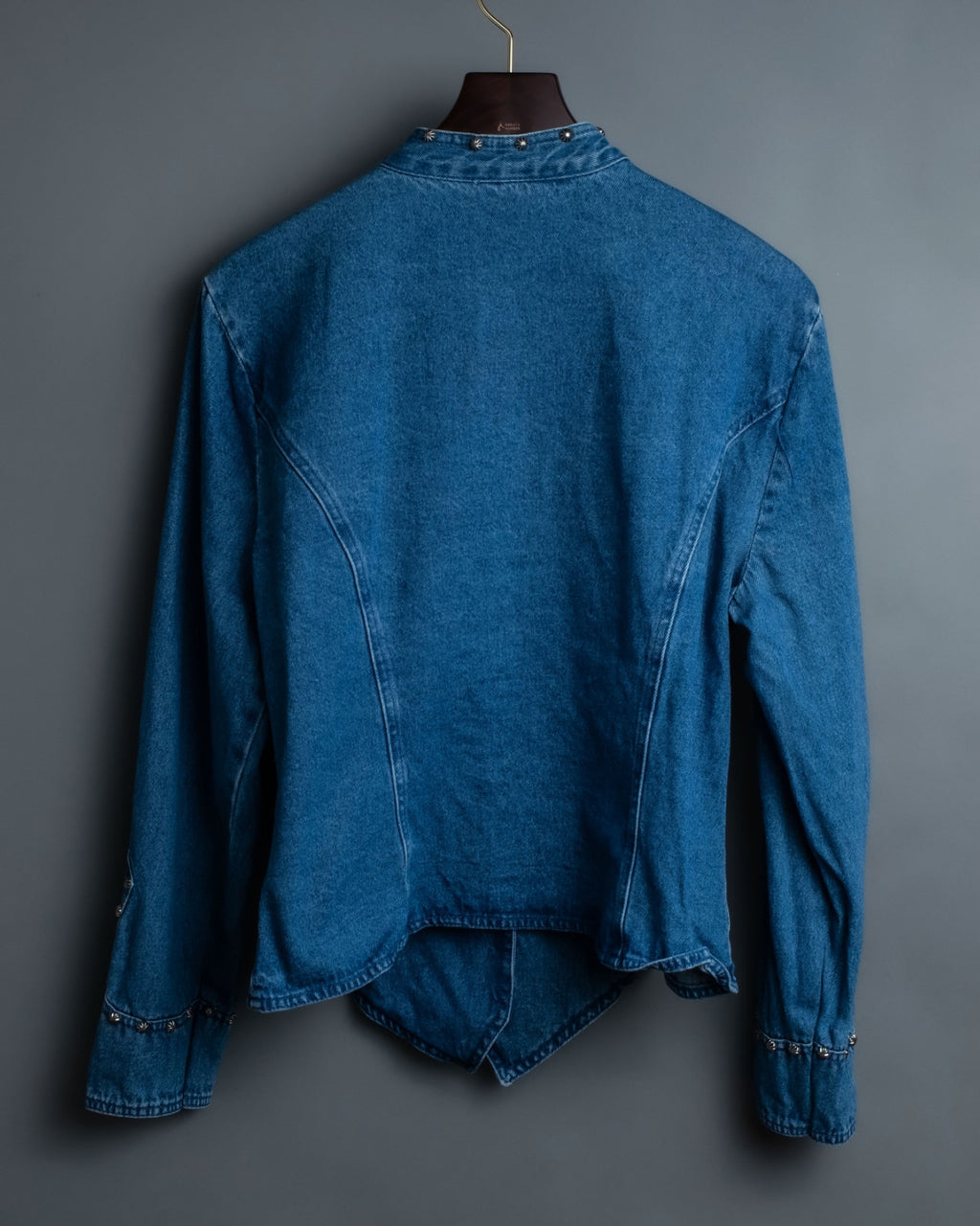 Vintage Studded Stand Collar Denim Jacket