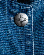 Vintage Studded Stand Collar Denim Jacket