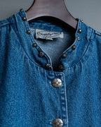 Vintage Studded Stand Collar Denim Jacket
